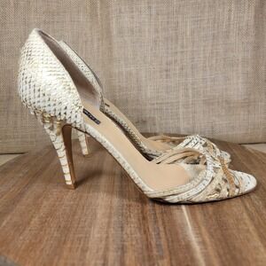 Claudia Ciuti Heels Women's White‎ Gold Snakeskin Stiletto Size 10 Made in Italy